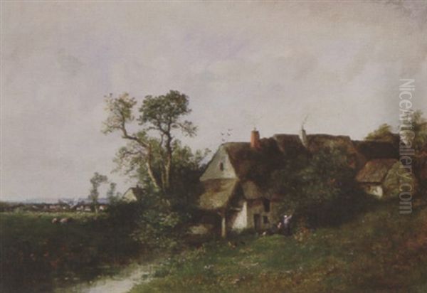 A Cottage In The Country Oil Painting by Leon Victor Dupre