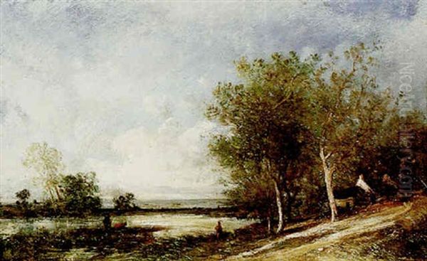 Les Bords De La Marne A Champigny Oil Painting by Leon Victor Dupre