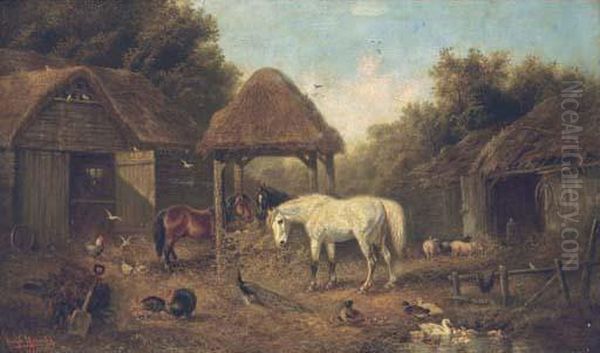 The Farmyard Oil Painting by Joseph W.Yarnold