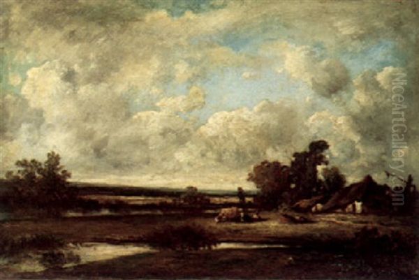 Landscape With Cattle Oil Painting by Leon Victor Dupre