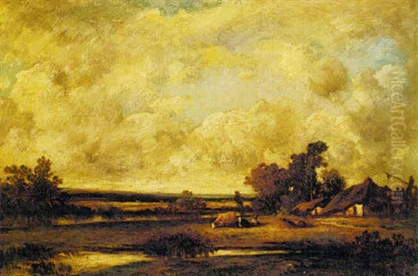 Landscape With Cattle Oil Painting by Leon Victor Dupre