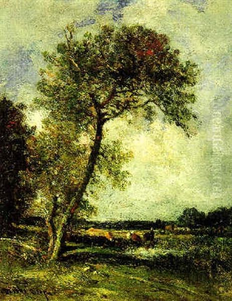 Landschaft Mit Kuhen Oil Painting by Leon Victor Dupre