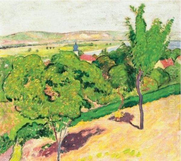 Hillside In Sunshine Oil Painting by Karl Arnold