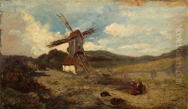 Le Moulin A Vent Oil Painting by Jules Dupre