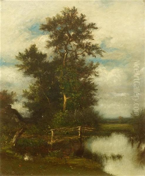 Oak By A Pond Oil Painting by Jules Dupre