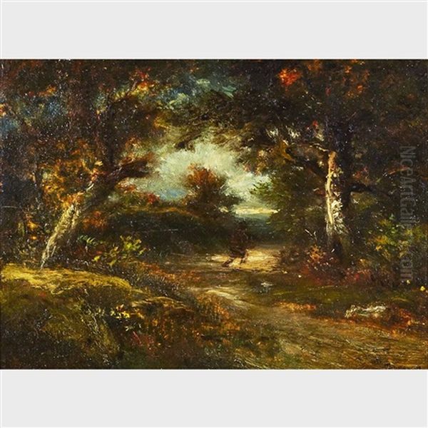 Woodland Scenery Oil Painting by Jules Dupre