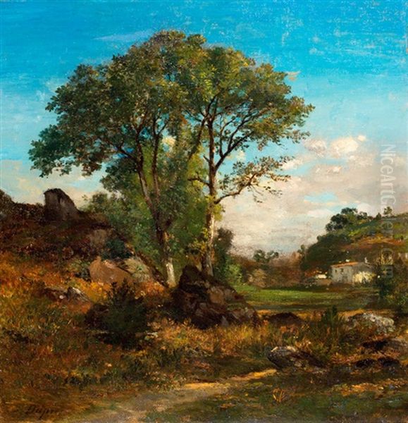 Heuvellandschap Met Witte Villa Oil Painting by Jules Dupre