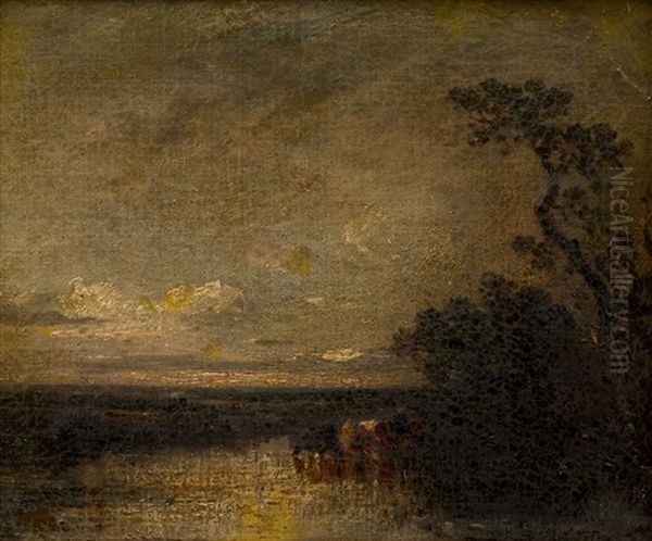 Water Hole Oil Painting by Jules Dupre