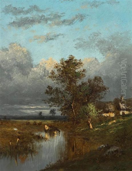 Landschaft Mit Kuhen Oil Painting by Jules Dupre