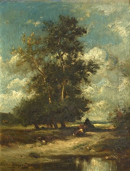 Paisaje Arbolado Oil Painting by Jules Dupre