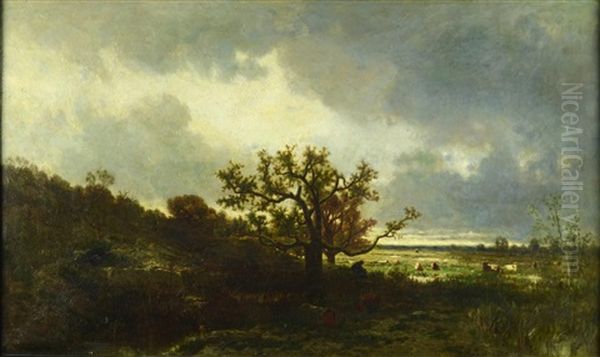 Landscape With An Oak by Jules Dupre