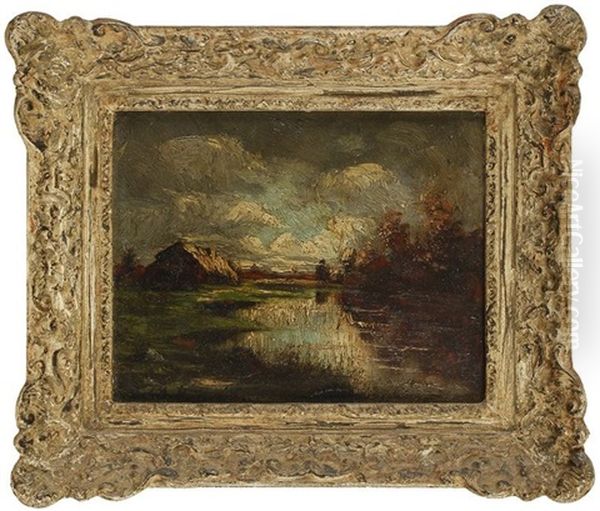 Au Bord De L'etang Oil Painting by Jules Dupre