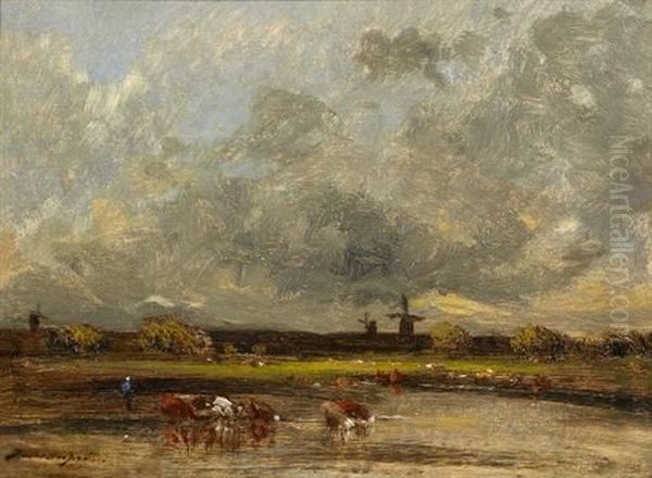 Landschaft Bei Barbizon Oil Painting by Jules Dupre