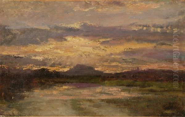 Landschaft Bei Gewitterstimmung Oil Painting by Jules Dupre