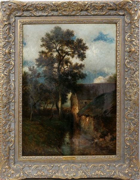 Landscape With Water Mill Oil Painting by Jules Dupre