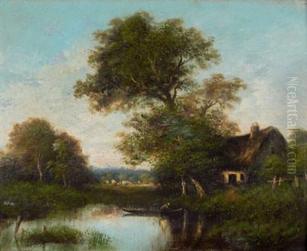 Au Bord De L'etang Oil Painting by Jules Dupre