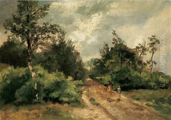 Waldlandschaft Mit Wanderern Oil Painting by Jules Dupre