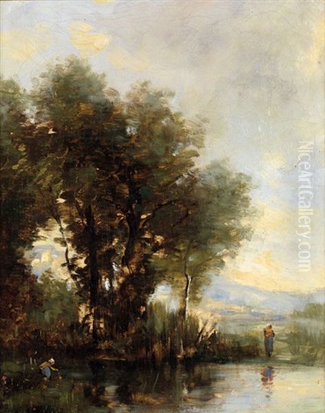 Au Bord Du Lac Oil Painting by Jules Dupre