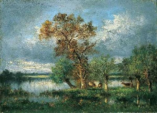 Landschaft Mit Gewitterwolken Oil Painting by Jules Dupre