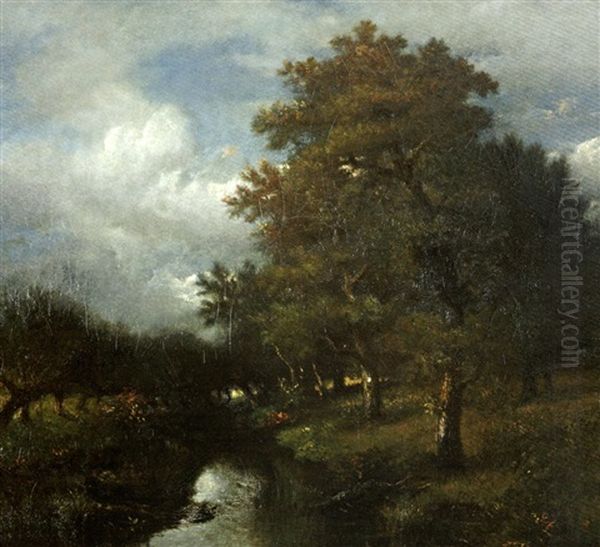 La Saulaie, Etang De Viveray, Pres De L'isle-adam Oil Painting by Jules Dupre