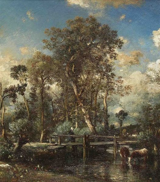 Le Petit Pont Oil Painting by Jules Dupre