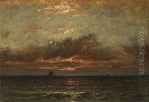 Schiffe Im Abendrot Oil Painting by Jules Dupre