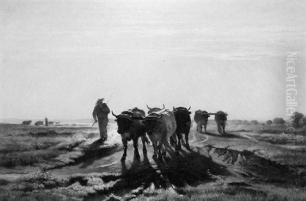 Cattle Herder Oil Painting by Jules Dupre