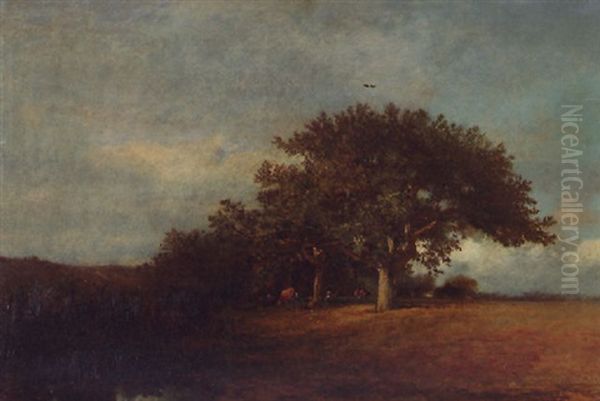 A Landscape With Cows Oil Painting by Jules Dupre