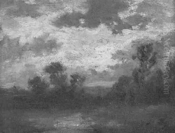 Landschaft Unter Einem Bewolkten, Melancholisch Wirkenden Himmel Oil Painting by Jules Dupre