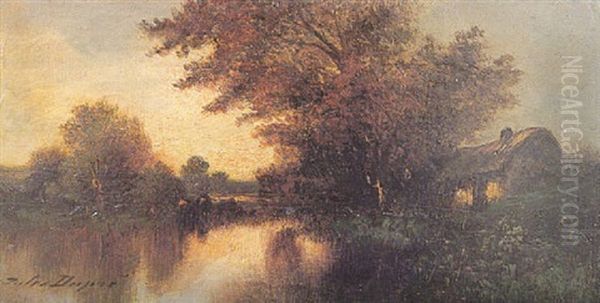 Chaumiere Pres D'un Etang by Jules Dupre