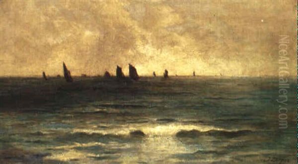 Segelbatar Pa Hav Oil Painting by Jules Dupre