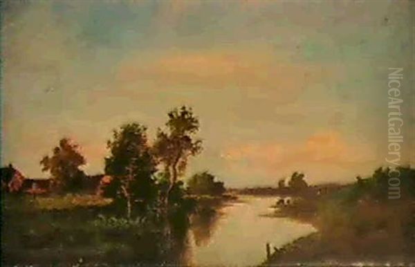 Bord De Riviere Oil Painting by Jules Dupre