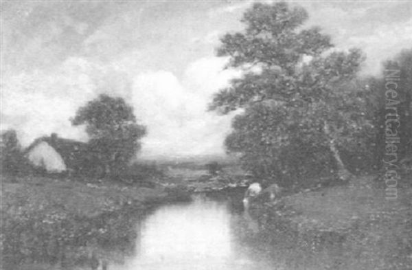 Cattle By A Brook Oil Painting by Jules Dupre