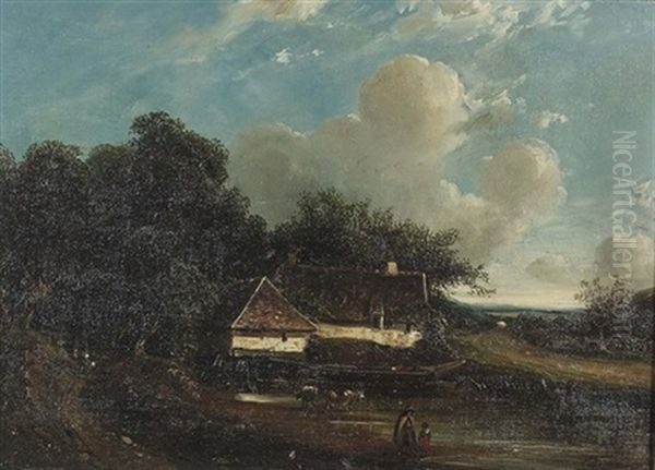 Sommerliche Landschaft Mit Gehoft Oil Painting by Francois Joseph Dupressoir