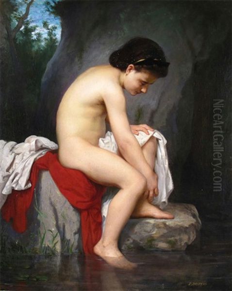 A Girl Bathing In A Pool Oil Painting by Pierre Dupuis