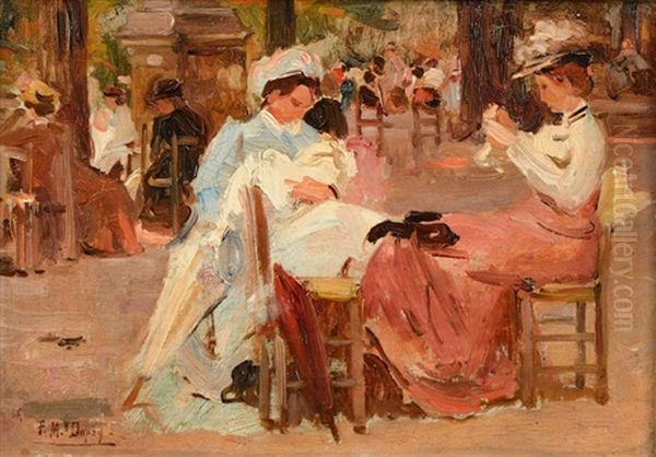 Une Apres Midi Au Jardin Du Luxembourg Oil Painting by Paul Michel Dupuy