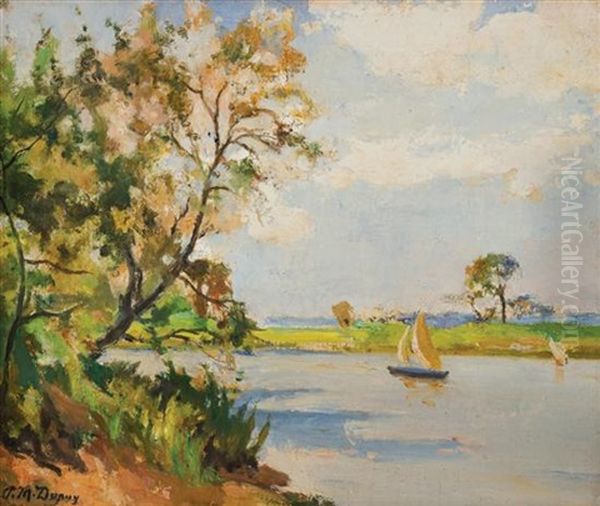 Voiliers Sur L'etang Oil Painting by Paul Michel Dupuy