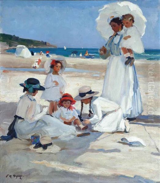 Famille A La Plage Oil Painting by Paul Michel Dupuy