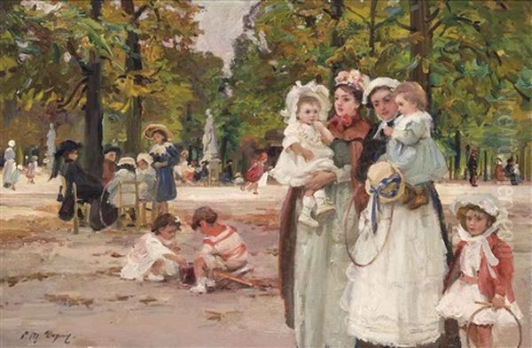 Au Jardin Des Tuileries Oil Painting by Paul Michel Dupuy