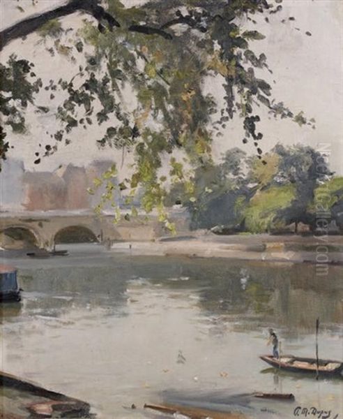 L'ile Saint Louis Et Le Pont Henri Iv Oil Painting by Paul Michel Dupuy