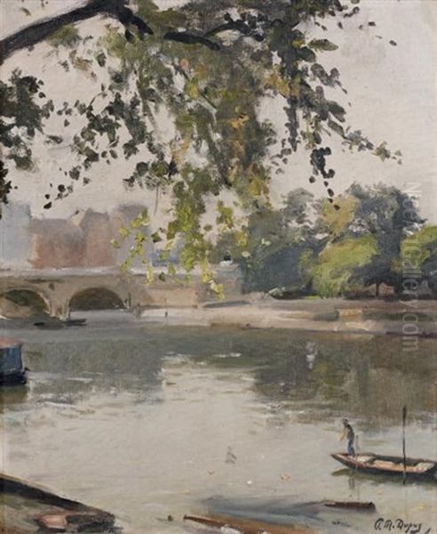 L'ile Saint Louis Et Le Pont Henri Iv Oil Painting by Paul Michel Dupuy