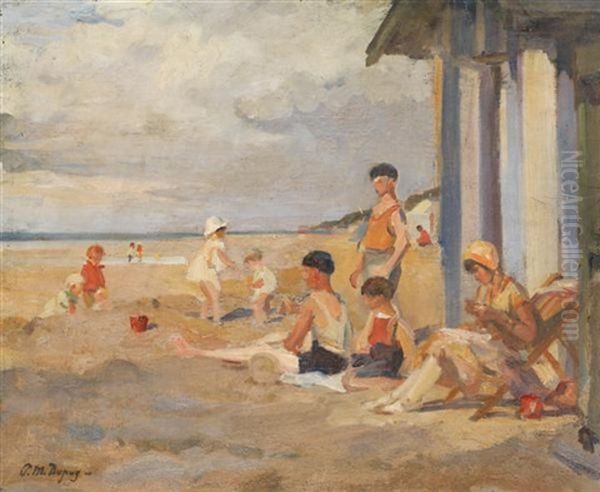 Famille A La Plage Oil Painting by Paul Michel Dupuy