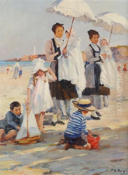 Spielende Kinder Am Strand Oil Painting by Paul Michel Dupuy