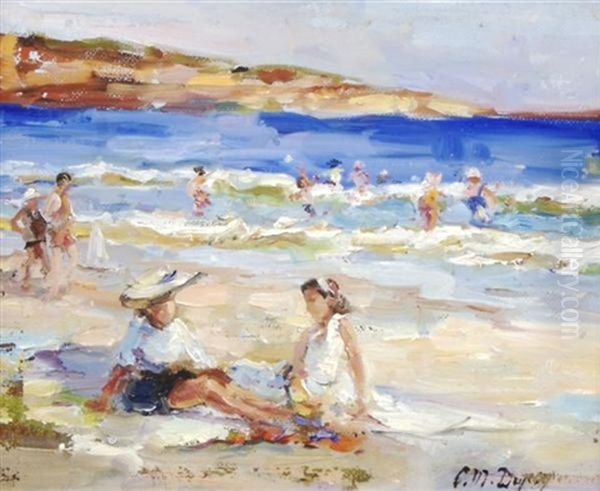 Girls At Beach Oil Painting by Paul Michel Dupuy