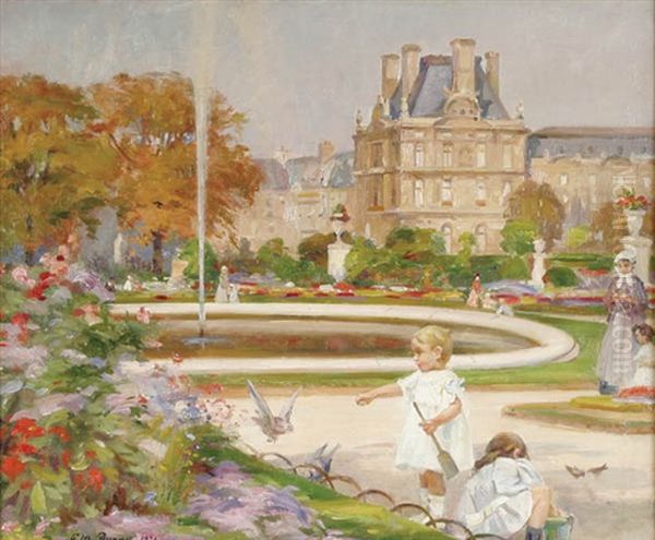 Les Jardin Des Tuileries Oil Painting by Paul Michel Dupuy