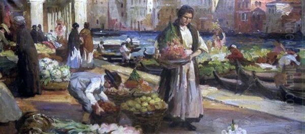 Marche A Venise Oil Painting by Paul Michel Dupuy