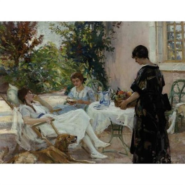 An Afternoon On The Veranda Oil Painting by Paul Michel Dupuy