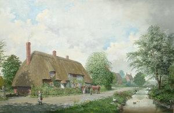 Rockbourne Oil Painting by Reginald Ernest Arnold