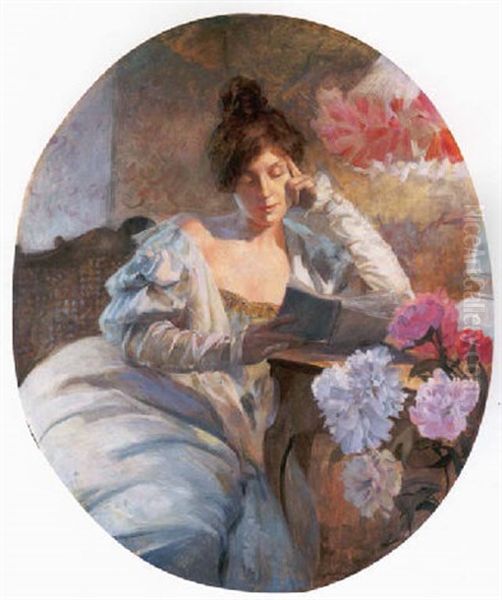 Woman Reading Oil Painting by Paul Michel Dupuy