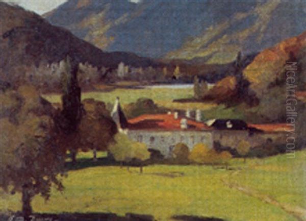 Vallee De La Garonne, Vue De La Terrasse De Montrejean Oil Painting by Paul Michel Dupuy